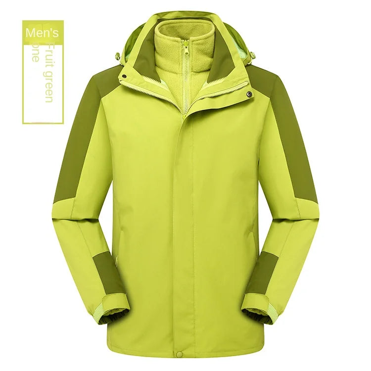 Two-Piece Charge Coat for Men Women Three-In-One Detachable Fleece Liner Windproof Waterproof Winter Coat Long Zipper