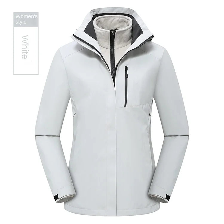 Men's Women's Outdoor Assault Three-in-One Detachable Warm Waterproof Breathable Work Clothes Zipper Customizable Printed Winter