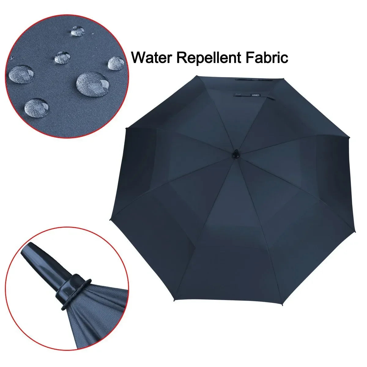 Semi-Automatic 68-Inch Oversize Double-Layer Windproof Golf Umbrella Classic Straight Design Business Gift for Adults
