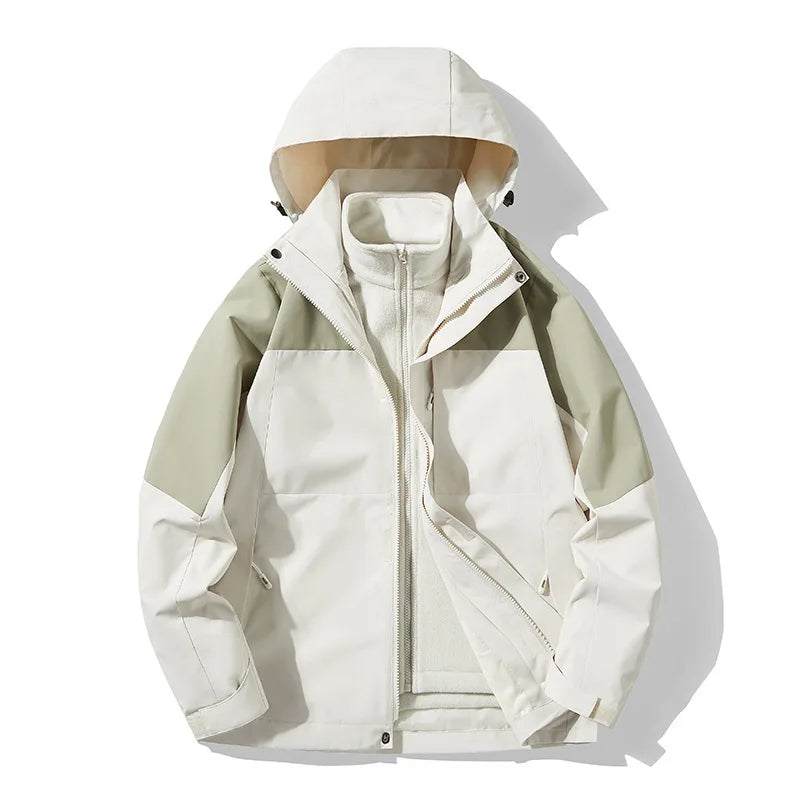 Unisex Waterproof Hard Shell Outdoor Windbreaker Jacket Breathable for Windproof Solid Color Hood Zipper Thin Oversized