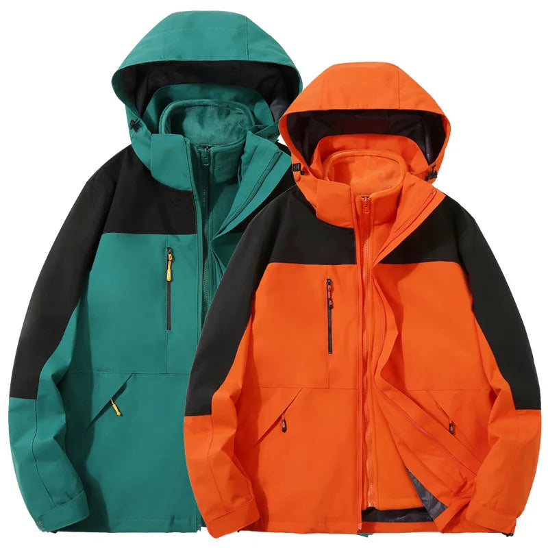 Men's and Women's Long Sleeve Stand Fleece Jacket Universal Waterproof and Windproof for Outdoor Travel Spring Zipper Woven