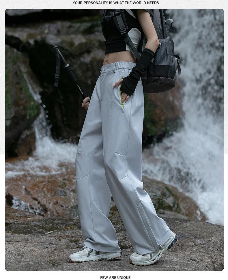 Women's High Waist Quick-Drying Breathable Climbing Pants-Thin Windproof Waterproof Casual Outdoor Sports Pants for Hiking