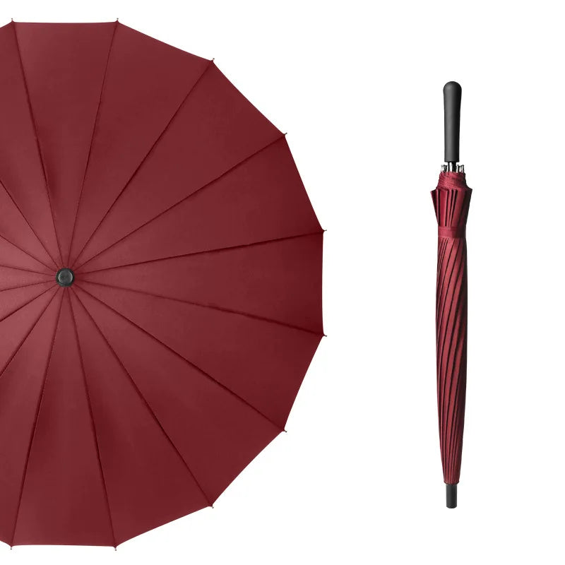 Factory Straight Auto 16-Ribs Golf Umbrella Waterproof and Windproof Travel Adult Design Semi-Automatic Control for Wholesale