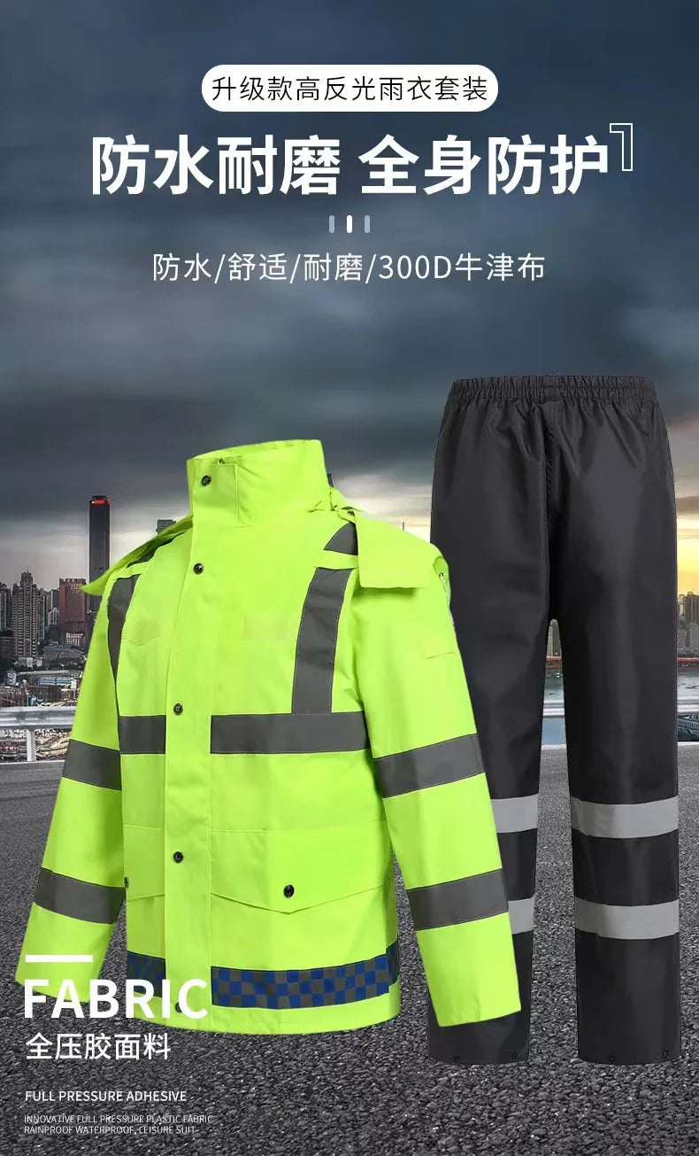 High Visibility Reflective Safety Jacket Waterproof Raincoat With Logo Anti-storm Work & Hiking Adult Raincoat for Men & Women