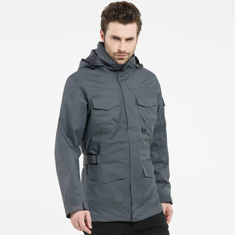 Outdoor Clothing Men's Three-in-One Detachable Fleece Waterproof Zipper Closure Nylon Two-Piece Ski Mountaineering Jacket