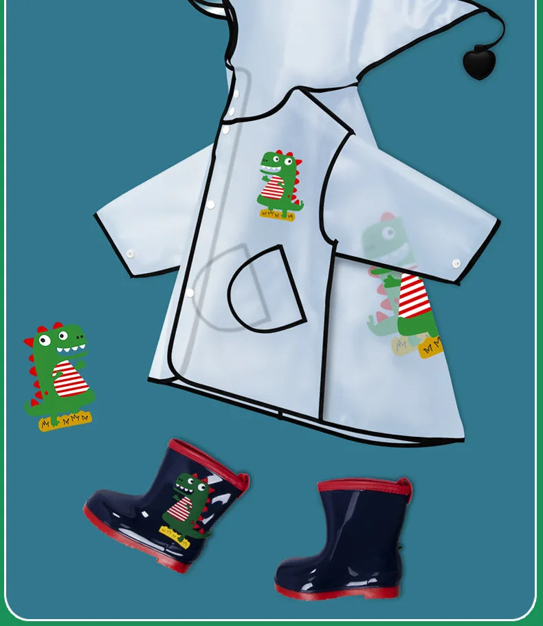 Custom Full Body Waterproof Raincoat for Boys Girls Cute Dinosaur Design for Primary School Students Kindergarten Babies