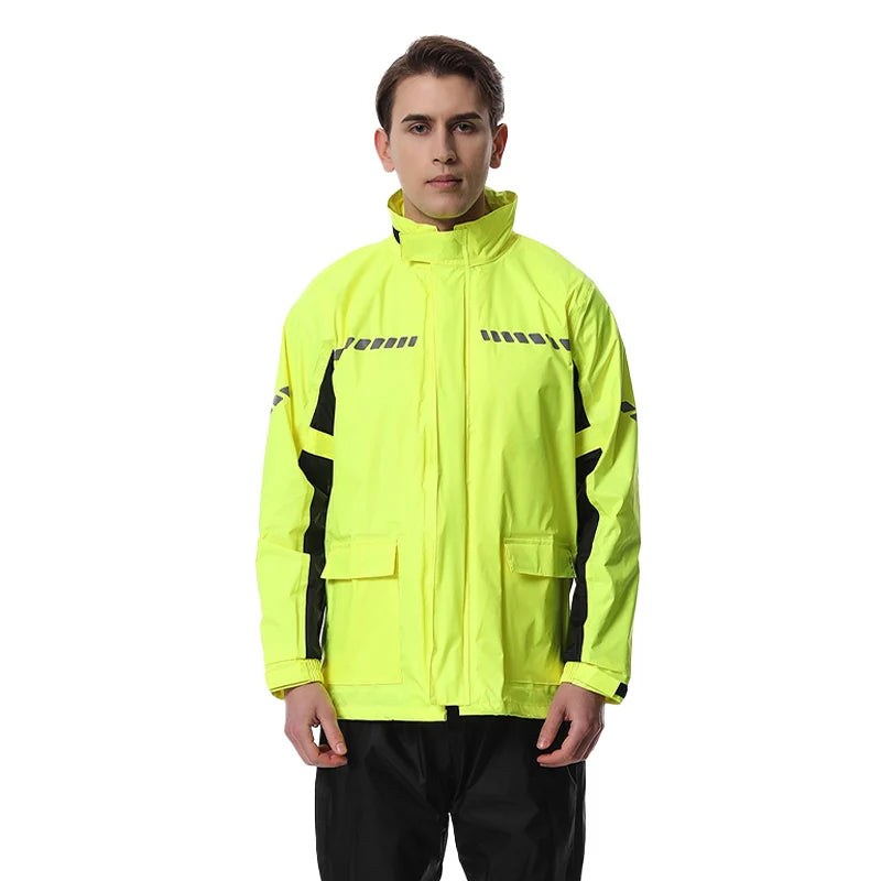 Custom Modern XL Single-Person Nylon Motorcycle Rainsuit Waterproof & Windproof Reflective Tape Outdoor Riding Hiking