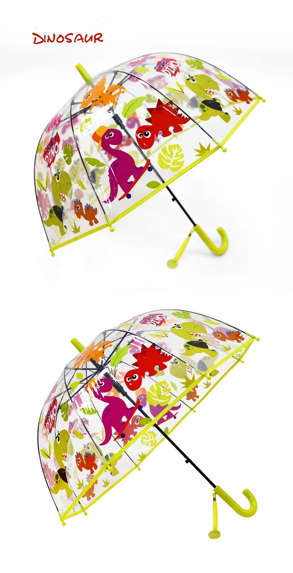 Kids Transparent Dome Bubble Umbrella Comfortable Fabric Sun Shield With Easy Grip Curved Plastic Handle for Toddler Boys Girls