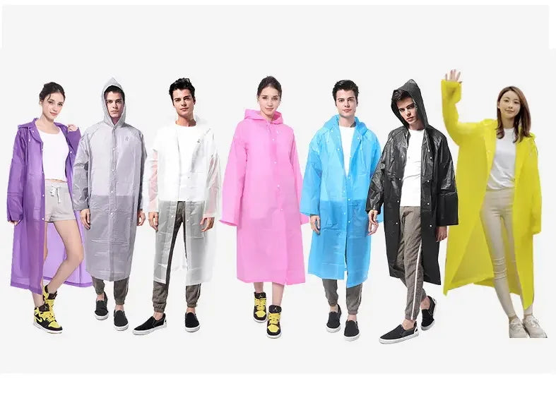 EVA Unisex Raincoat Custom Logo Printing Thickened Waterproof Rain Coat Women Men Camping Reusable Waterproof Long Raincoat