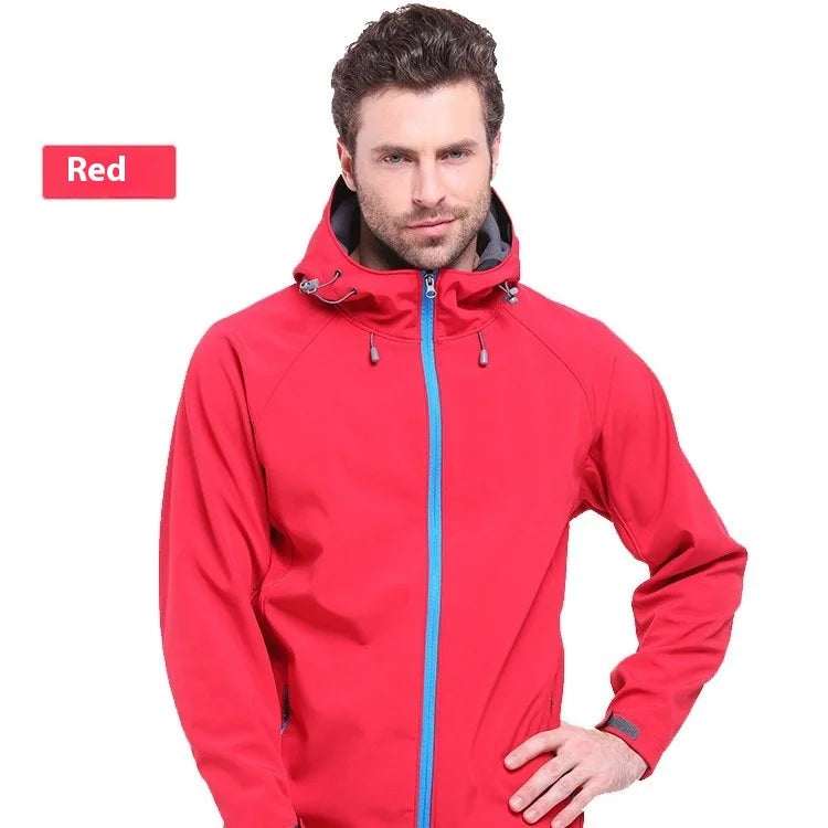 Outdoor Soft Shell Jacket for Men Women Stand Windproof Fleece-Lined Thickened for Spring Winter Mountaineering Plus Size