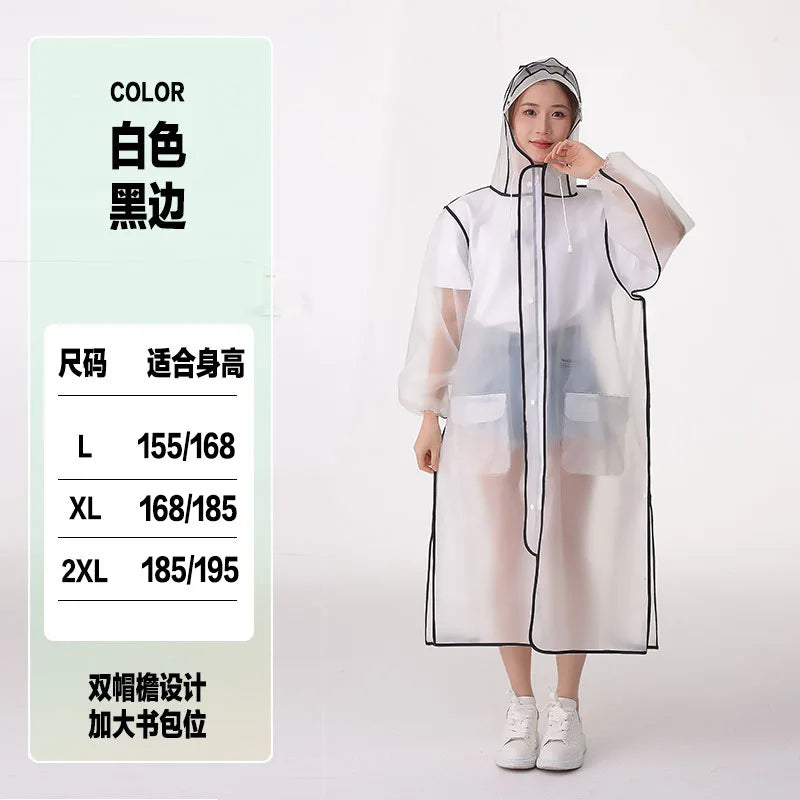 Adult Outdoor Hiking Conjoined Raincoat Double Hat Brim Large Size Logo Waterproof Upgrade for Rainstorm for Poncho Wholesale