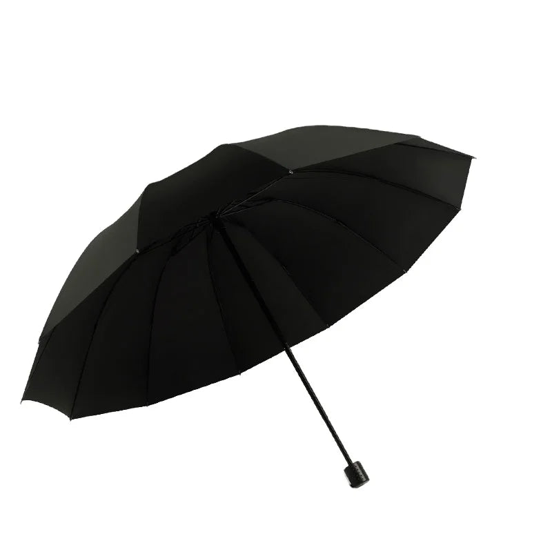 Black Manual Open Folding Umbrella With UV Coating Windproof Waterproof Summer Paraplui Payung Sombrillas Paraguas Outdoor Use