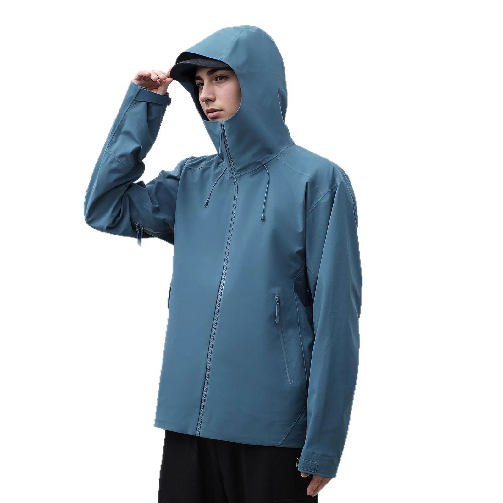 High Quality Waterproof Hooded Zipper Closure Windbreaker Jacket XL/3XL Stand Windproof Breathable for Winter Outdoor Raincoat