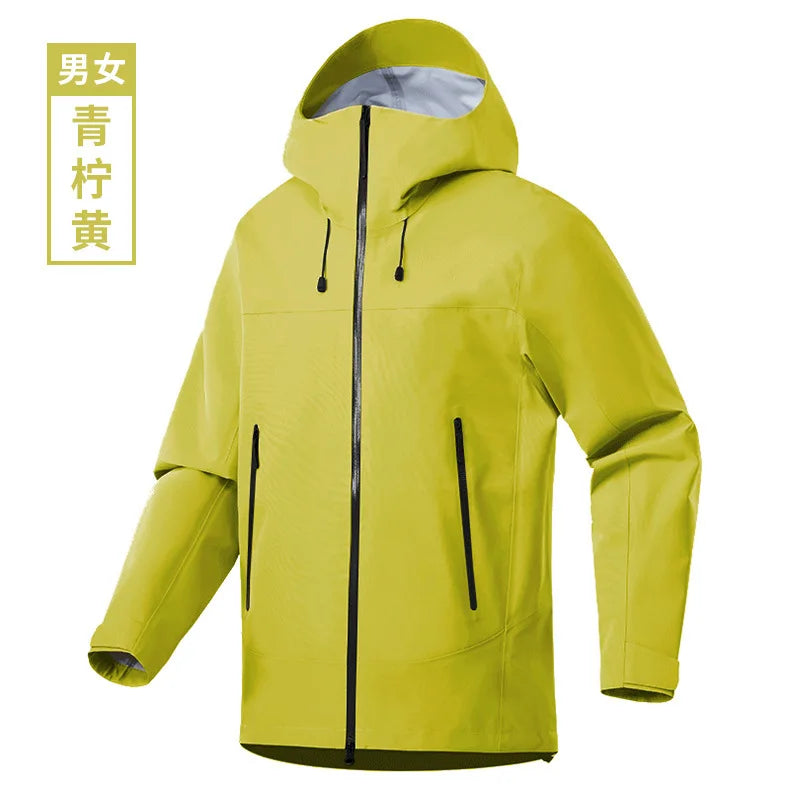 Outdoor Hard Shell Jacket Unisex Single Layer Adhesive Full Heat Seal Waterproof Windproof 10000mm 100% Polyester Stand Collar