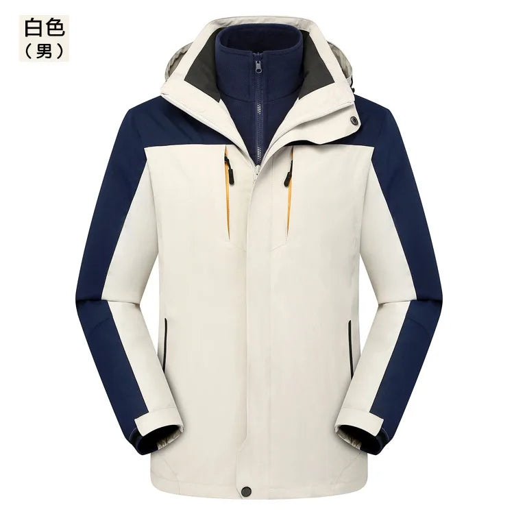 Autumn Winter Three-in-One Waterproof Overalls Men's and Women's Couples Thick Coat Zipper Closure Windbreaker Wholesale