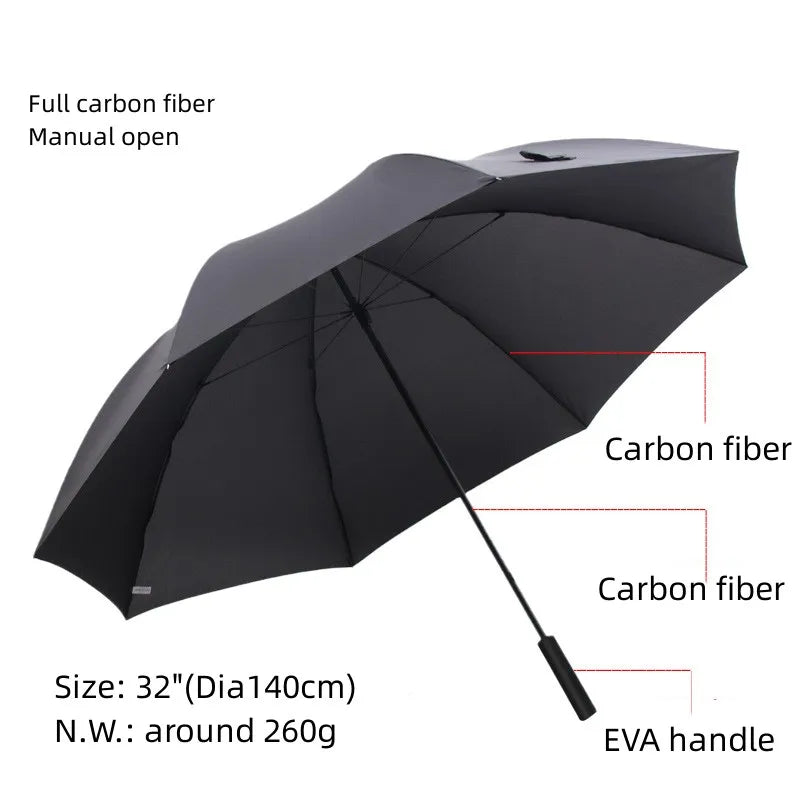Factory 25 27 30 32 Inch Carbon Fiber Golf Umbrella Super Light Windproof & UV-proof Manual Folding for Adults