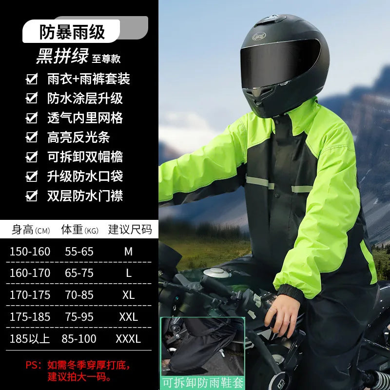 Men's Waterproof Motorcycle & Electric Car for Poncho Thickened Split Suit Raincoat for Riders Hiking-Storm-Proof