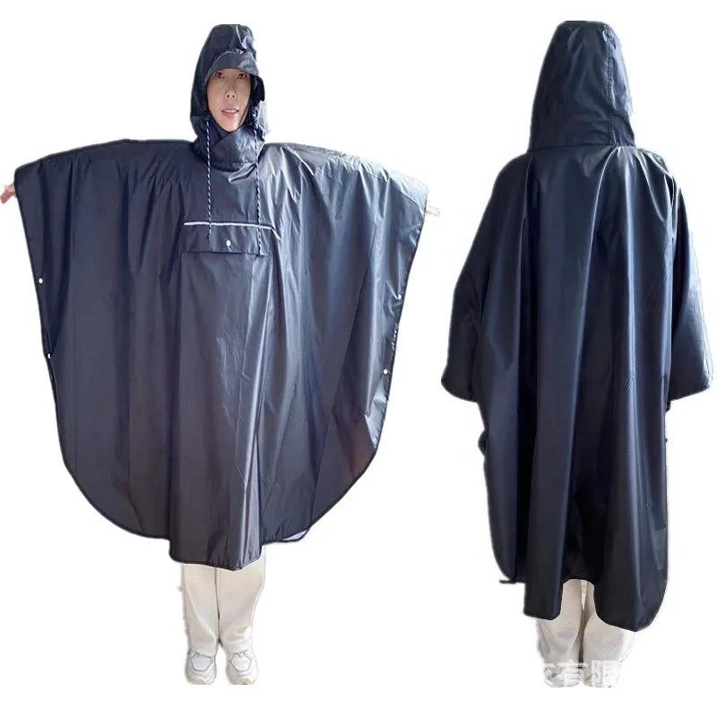 Custom Designed Waterproof Breathable Polyester Rain Cape  Hood Motorcycle Raincoat Folded In's Own Pocket