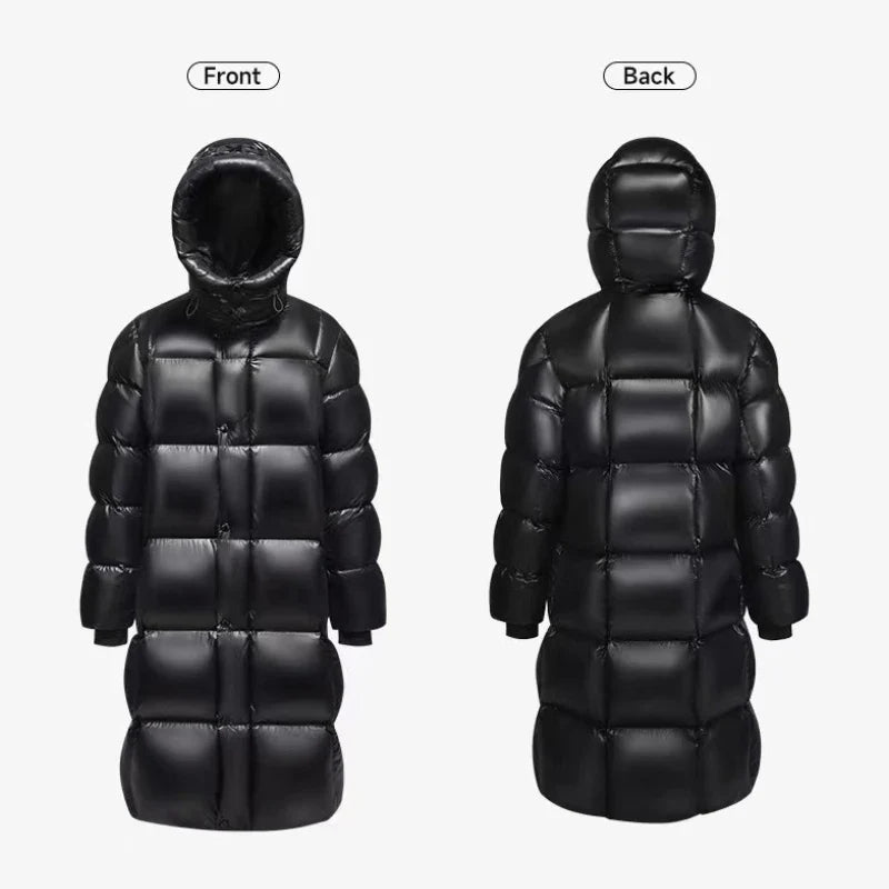 Men's Women's Couple Style High-Fan Black Gold Jacket New National Standard 90 White Duck Down Thickened Version for Adults