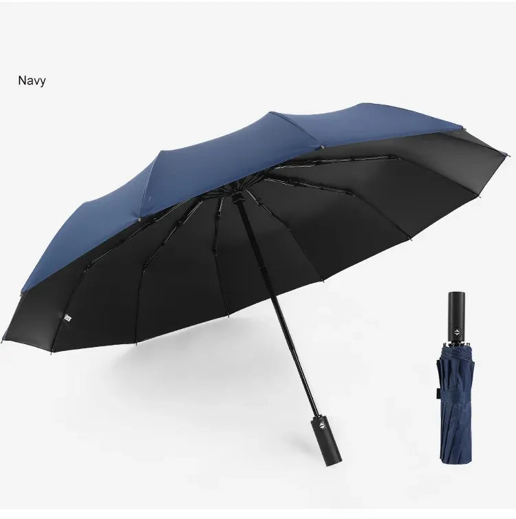 High Quality 3-Fold 10-Rib Automatic Windproof & Waterproof Custom Logo Adult Advertising Umbrella for Gifts