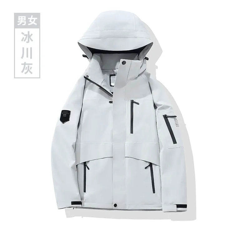 Winter New Outdoor Soft Shell Jacket Zipper Solid Single Layer Adhesive Waterproof Windproof Stand Windbreaker Men Women