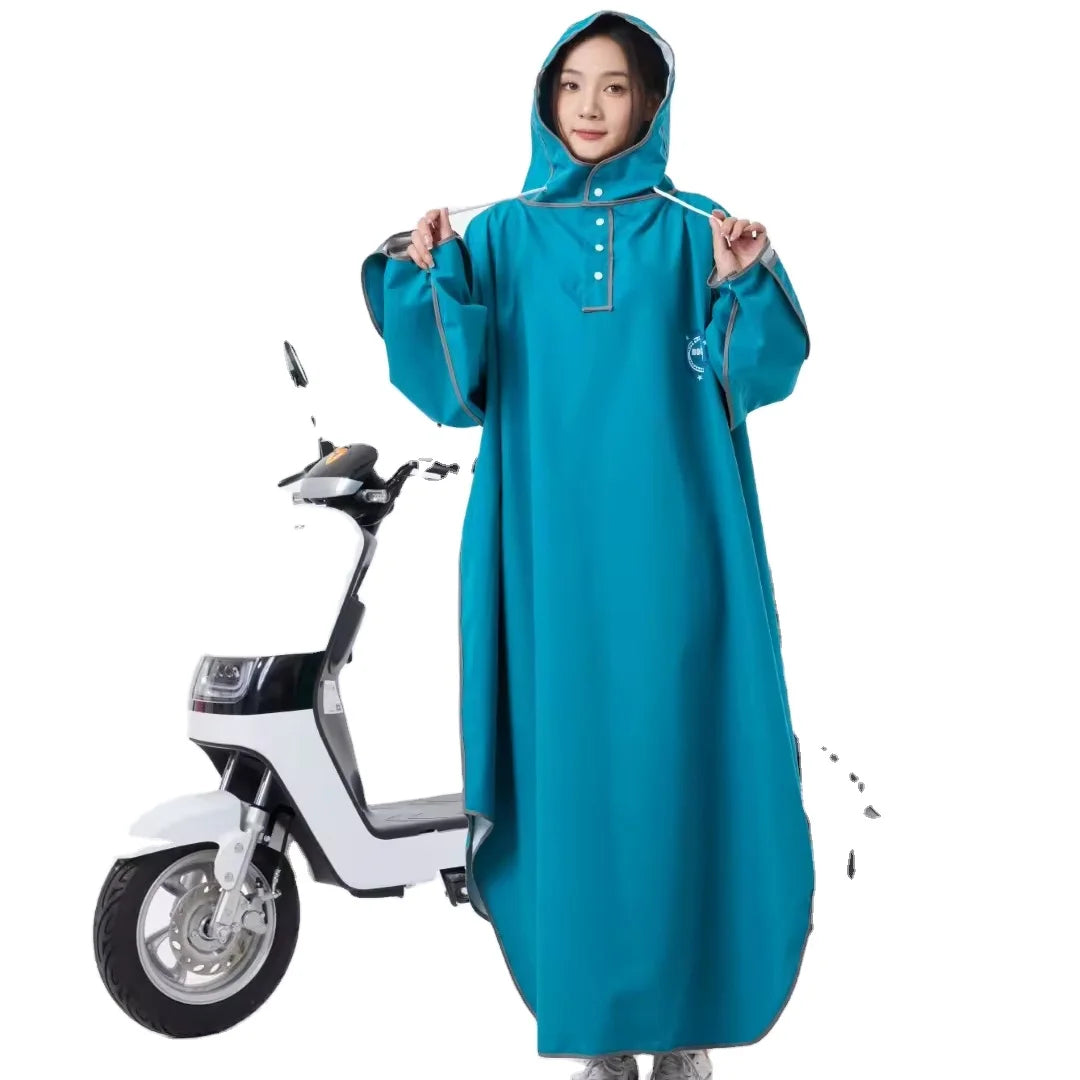 Modern Design Adult Boys and Girls  EVA Long Raincoat Backpack Waterproof Windproof for Outdoor Touring Travel Electric Bicycle