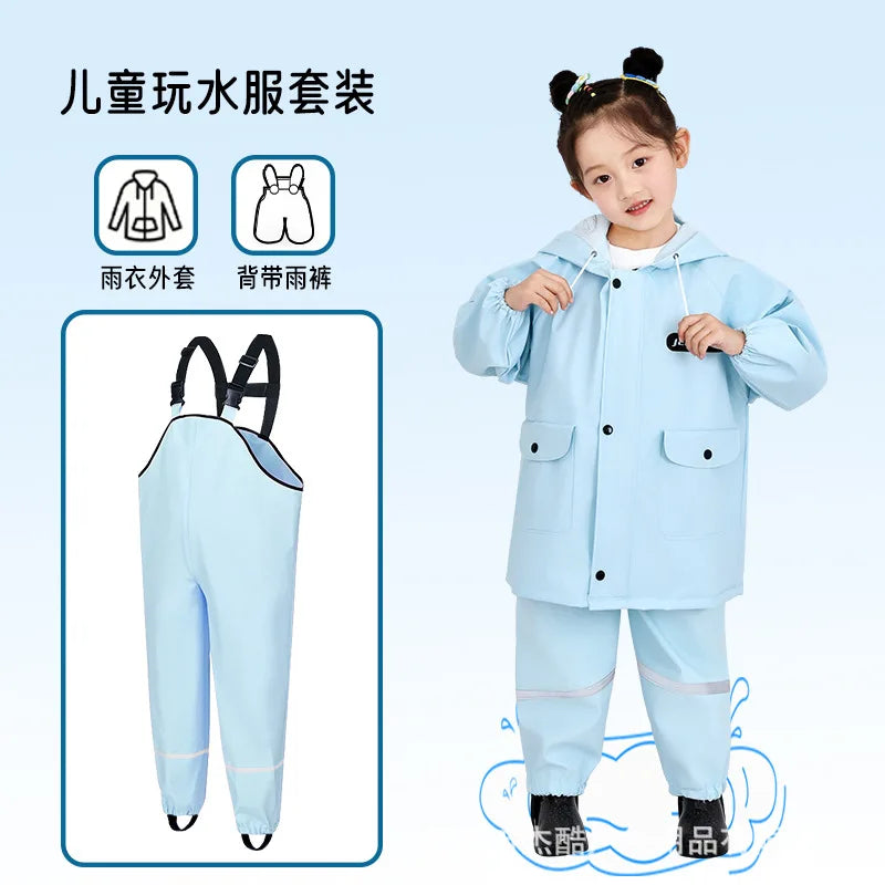 Kids' One-Piece Waterproof Raincoat EVA PU Rain Boots for Beach Sea-Driving Fishing Water for Boys' Kindergarten Camping Tours