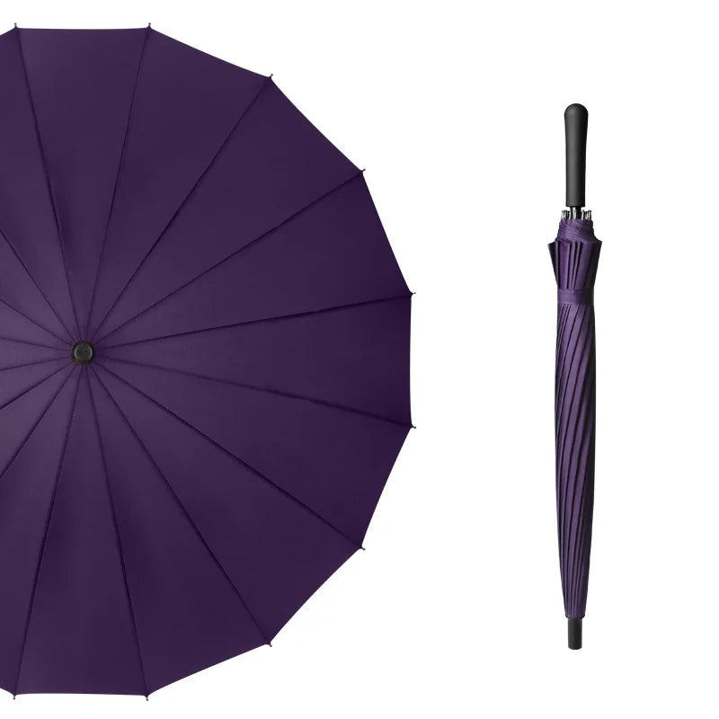 Factory Straight Auto 16-Ribs Golf Umbrella Waterproof and Windproof Travel Adult Design Semi-Automatic Control for Wholesale