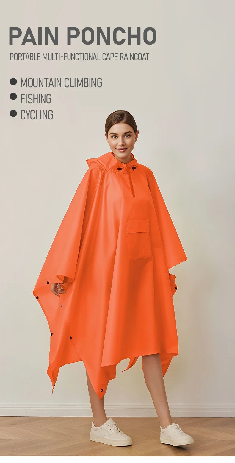 Simple Style Multi-Function Outdoor Cloak for Rain Hiking Mountain Climbing Camping Riding Fishing Half Zipper Pocket for All