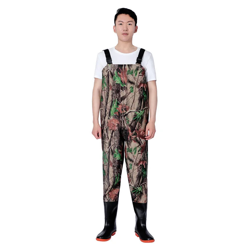 Thickened PVC Material Fishing Waders Pants Zipper Closure Outdoor Wading Unisex Half-length