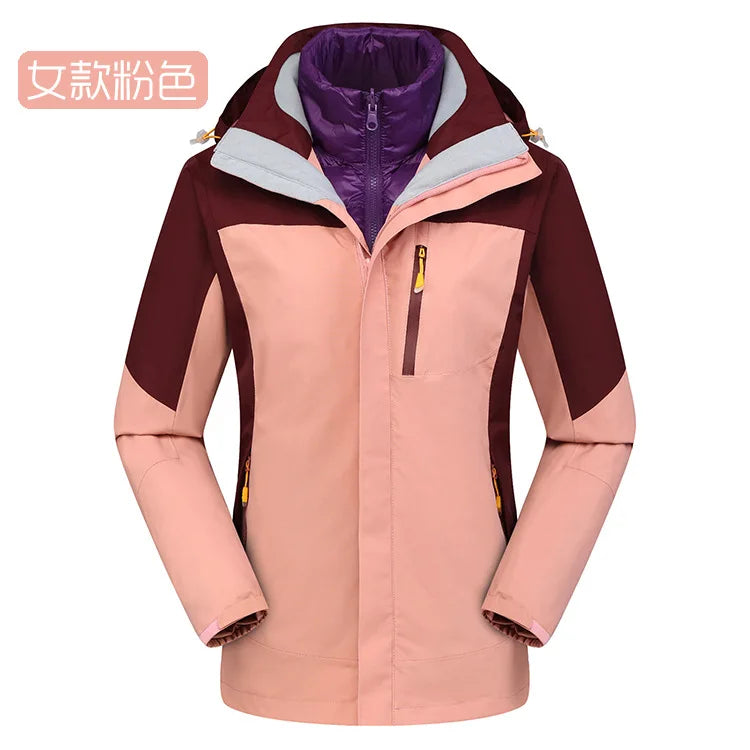 Three-in-One Detachable Tibet Travel Jacket Liner High-End Men's Women's Winter Ski Suit with Zipper Closure for Mountaineering