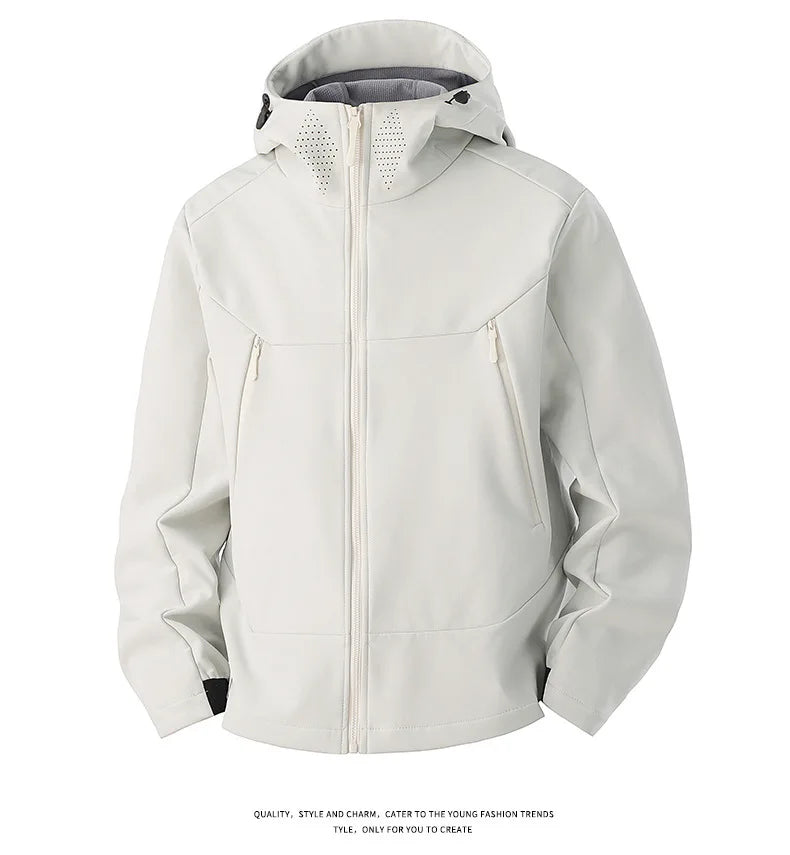 Winter Outdoor Solid Color Three-in-One Hooded Waterproof Jacket for Men and Women with Removable Two-Piece Set Logo Printing