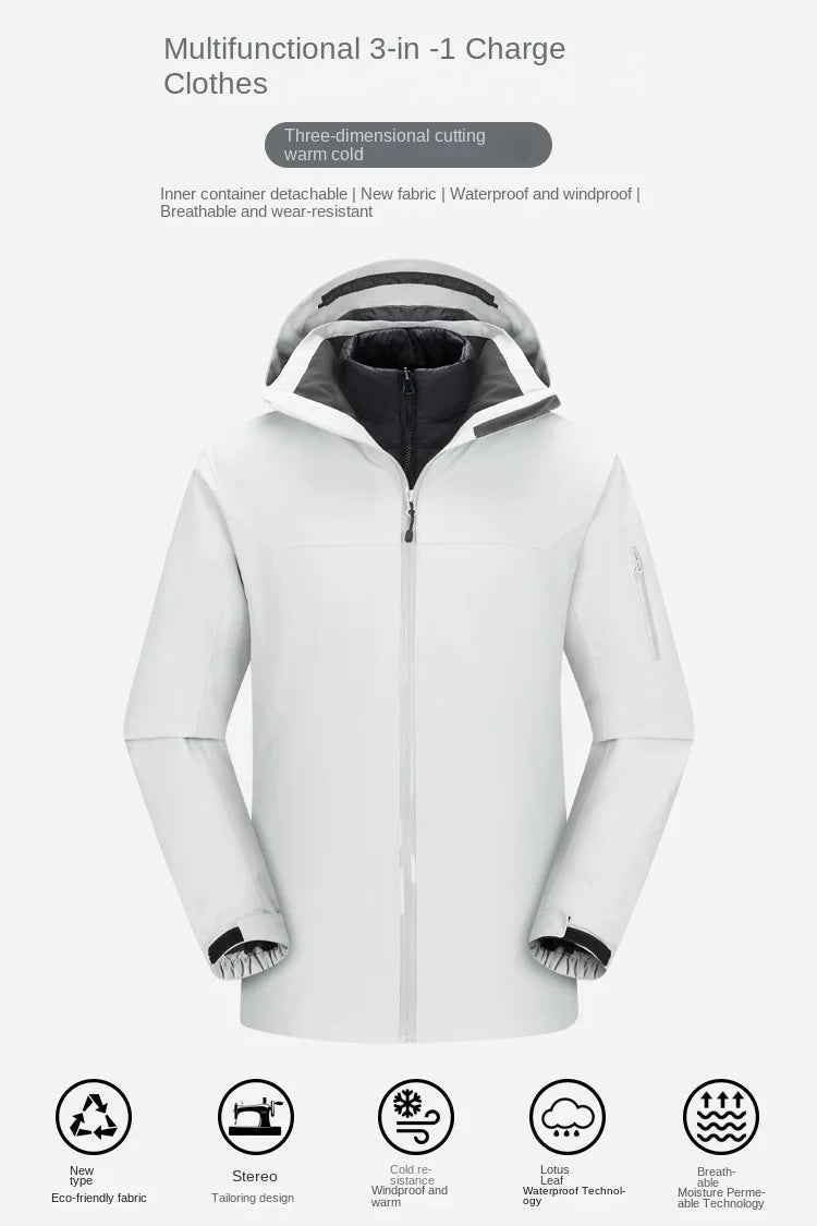 Outdoor Casual Unisex Winter Two-Piece Liner Detachable Three-in-One Long-Sleeved Coated Waterproof Motorcycle Jacket Stand