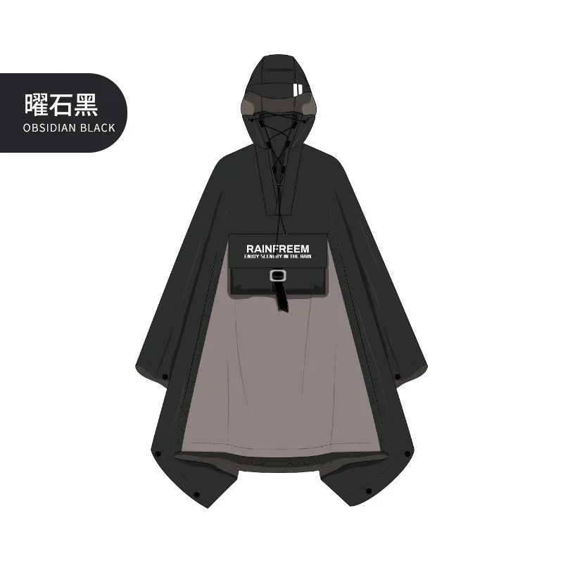 Qinfeiman Men and Women's Three-Layer Cloth Full-Body Rain-Proof for Poncho Waterproof Outdoor Riding Hiking Fishing Gear