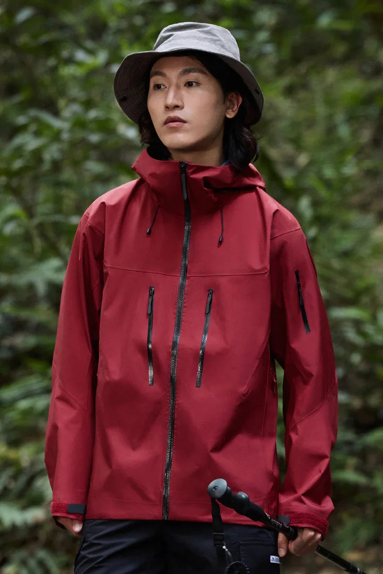 Wholesale Unisex 3 in 1 Laminated Waterproof Windproof Breathable Hard Shell Jacket Camping Hiking Fabric Hooded Stand Printed