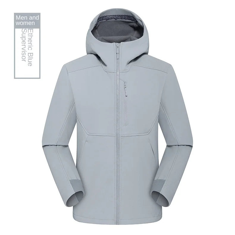 Niaojiaping New Soft Shell Rusk Clothes Men Women Winter Waterproof Windproof Fleece Single Coat Mountaineering Zipper Solid