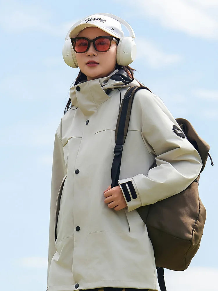 Autumn Winter Three-in-One Outdoor Mountaineering Suit for Men Women Stand Windproof Waterproof Thickened Warm Jacket