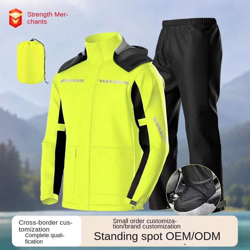 Nylon Motorcycle Raincoat & Rain Pants Split Waterproof Windproof Storm-level Riding Outdoor Travel Climbing Rain Suit