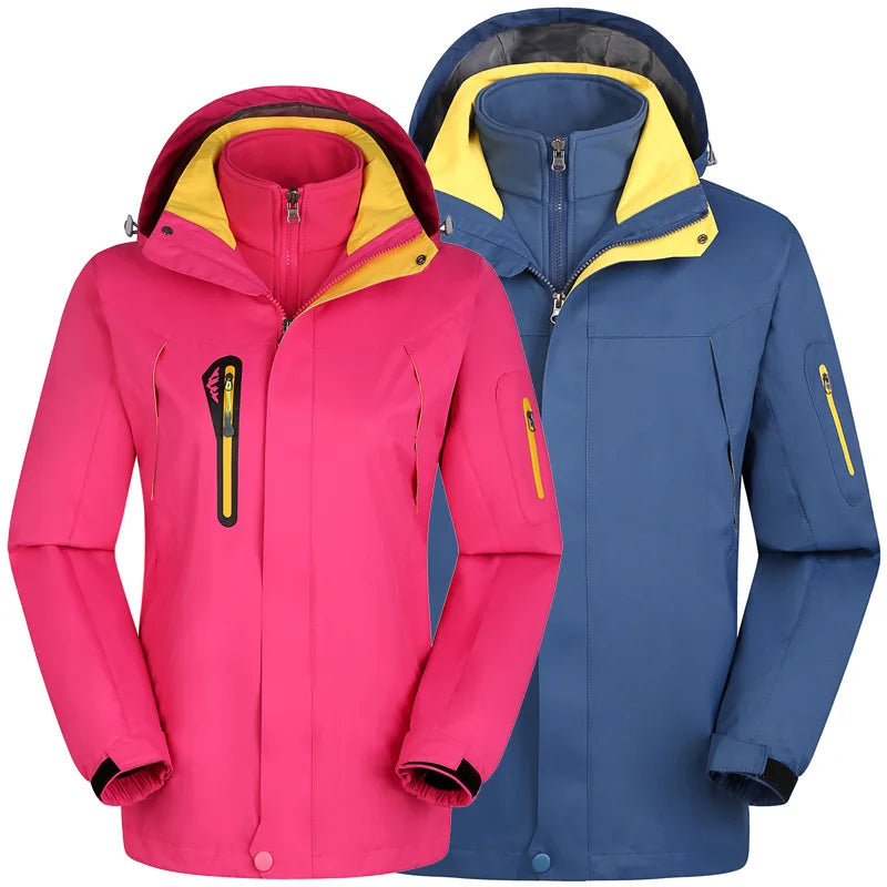 Winter Outdoor Warm  Clothing Men Women Two-piece Detachable Fleece Three-in-one Windproof Waterproof Mountain and Outdoor