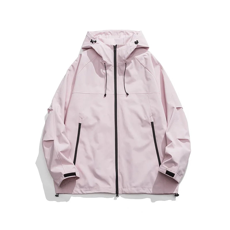 Outdoor Raincoat Windproof Shell Jacket Waterproof Zipper Gender-neutral Trendy Mountaineering Hooded Jacket