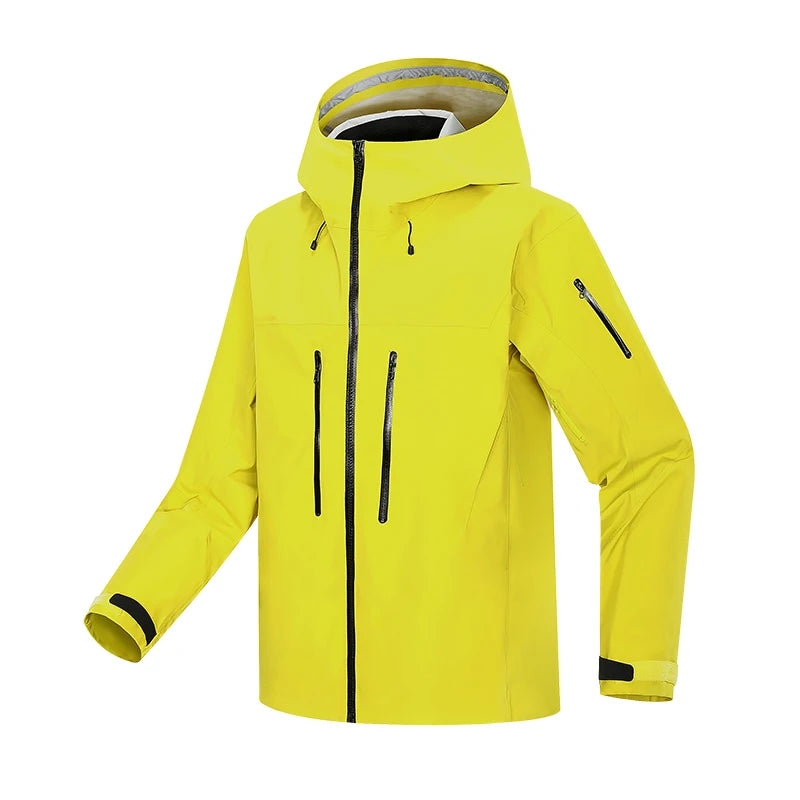 Men's Women's Hard Shell Bomber Ski Jackets Waterproof Breathable Windproof Yellow Sports Mountaineering Stand Zipper Autumn