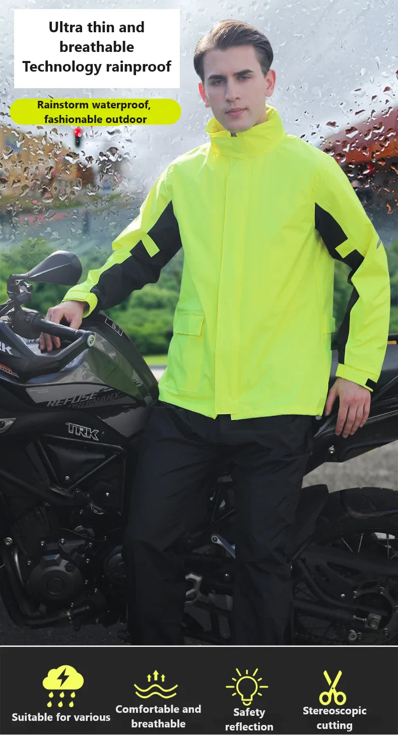 Men's Motorcycle Suit Ultra-thin Breathable Motorcycle Cycling Suit Full Body Rainstorm Proof Split Raincoat With logo