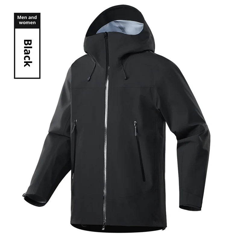 Outdoor Hard Shell Jacket Unisex Single Layer Adhesive Full Heat Seal Waterproof Windproof 10000mm 100% Polyester Stand Collar