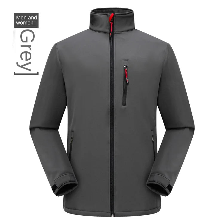 Autumn Winter Outdoor Tactical Soft Shell 100% Polyester Windproof Waterproof Breathable Thick Handsome Tough Zipper Solid Plain