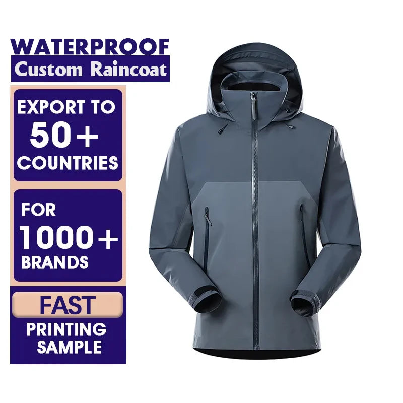 Custom Manufacturer Wholesale Mens Windproof Zip Fit Loose Windbreaker Custom Logo Hooded Rain Jacket Personalized Rain Jacket
