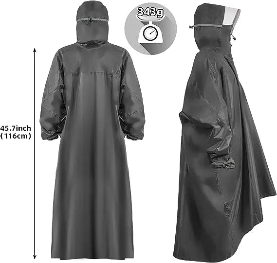 Waterproof Lightweight Hooded Rain Poncho for Adults Reusable Rain Coat One Pocket Breathable Feature Hiking Tours Men Women
