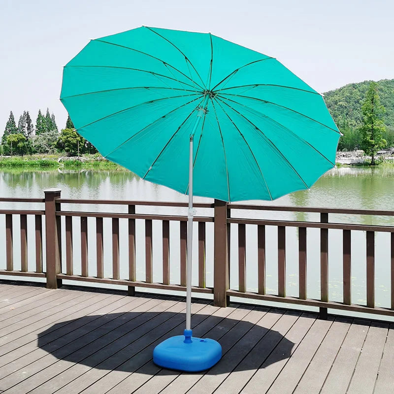 Portable 16-Bone Fiber Large Garden Umbrella Outdoor Beach Sunshade With Windproof & Waterproof Function Fabric Material