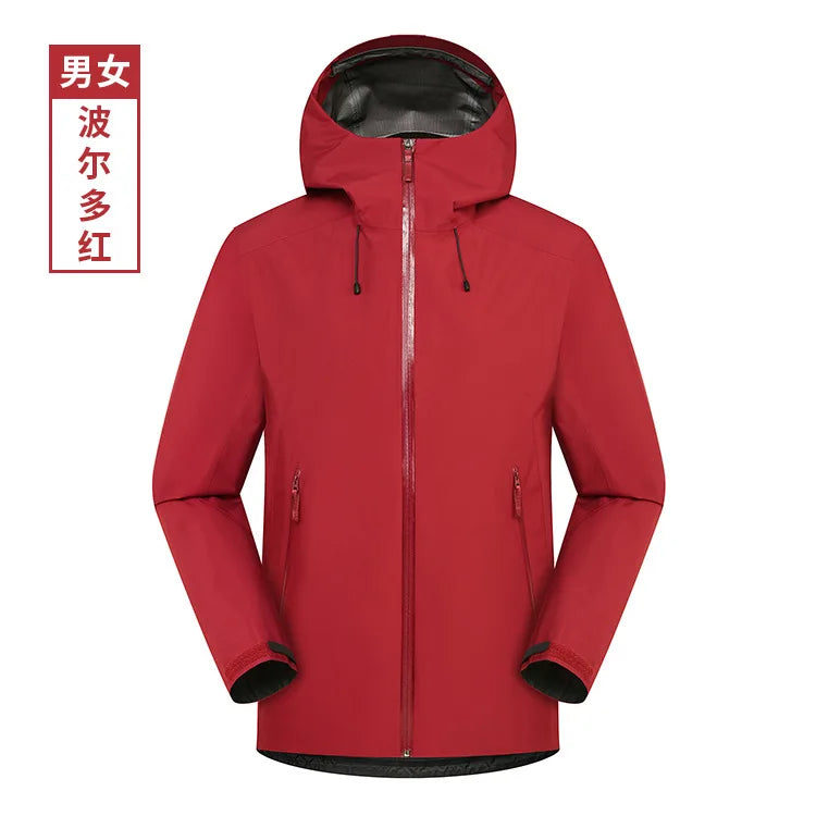 LT Single-Layer Waterproof Jacket for Men Women Long Sleeve Stand Collar Coat Zipper Warm Ski Mountaineering Suit for Spring