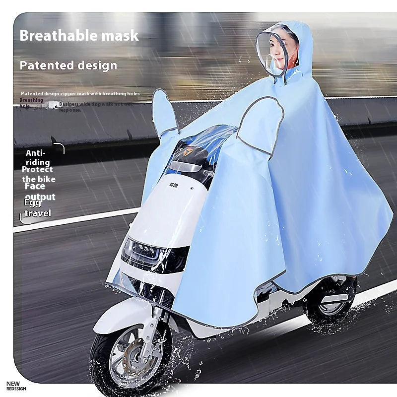 New Classic Single & Double Electric Car Body Raincoat Enlarged Thick Oxford Cloth Anti-Riot for Poncho Waterproof for Travel