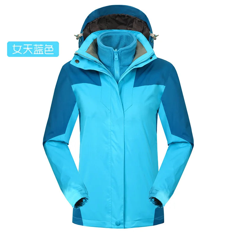 High-End Waterproof Warm-keeping Outdoor Sports Jacket Women's Fleece-Lined Long-Sleeved Autumn Winter Ski Suit Mountaineering